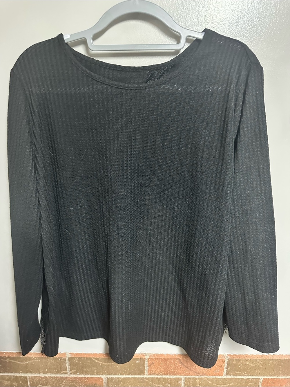 SHEIN Black Ribbed Long Sleeve Top